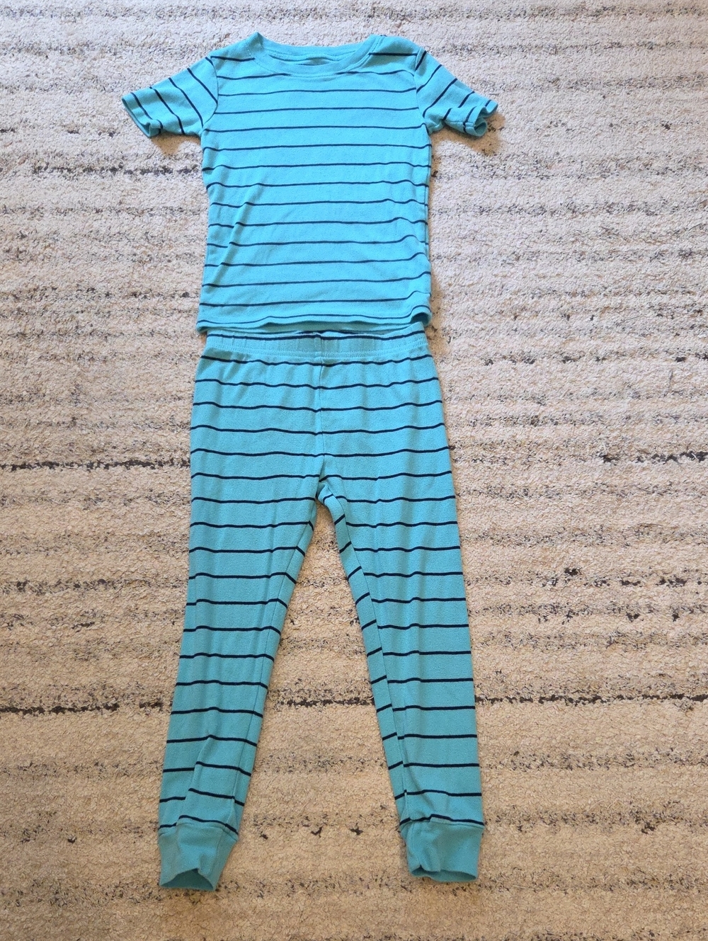 Carter's Turquoise Striped Short Sleeve Pajama Set Size 5